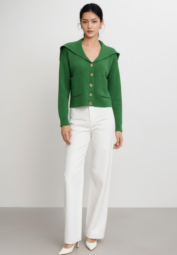 Hudson Textured Knit Hooded Cardigan (Green)