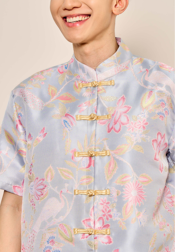 Lian Men's Jacquard Samfu Top (Blue)