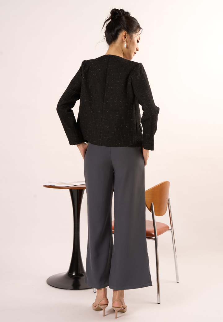 Charlotte Gold Threads Tweed Jacket (Black)