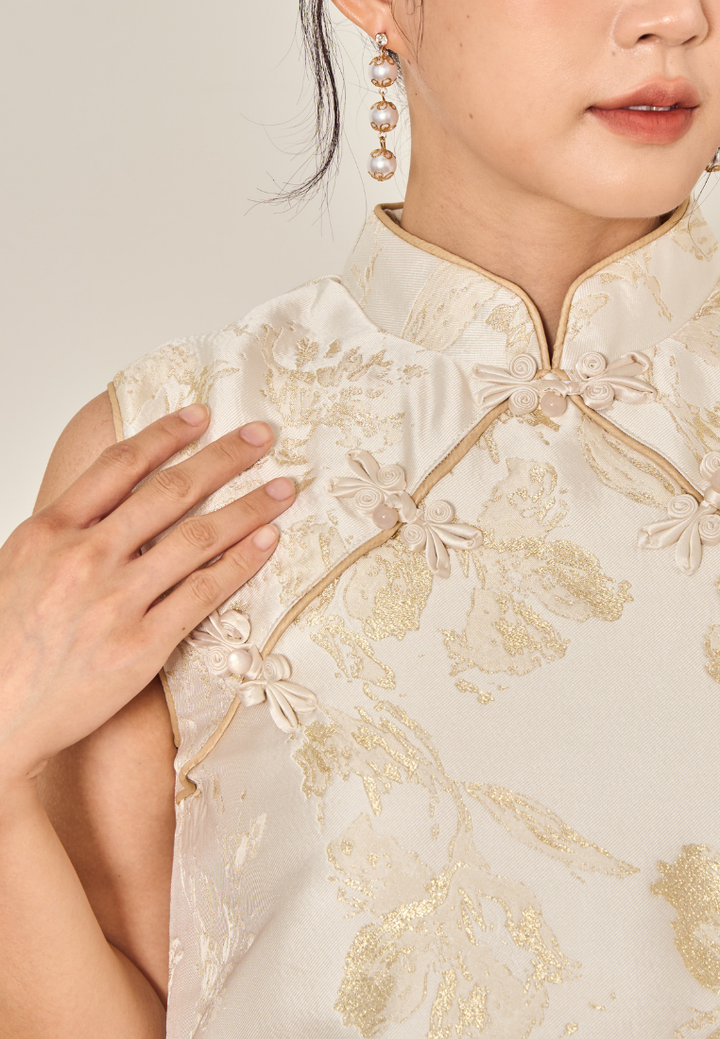 Ying Yu Jacquard A-line Cheongsam (Yellow)