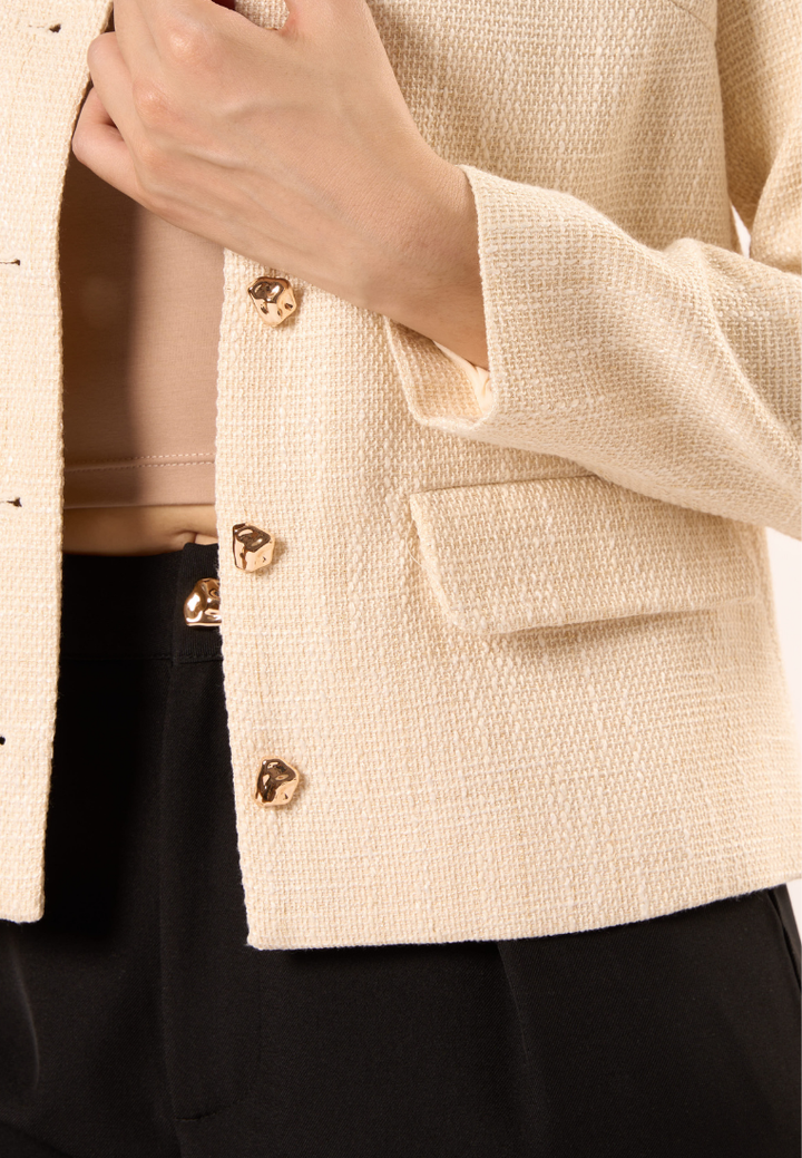 Charlotte Gold Threads Tweed Jacket (Beige)