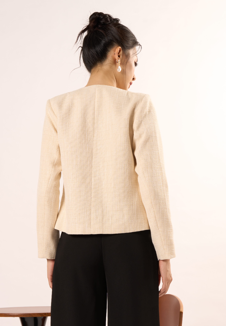Charlotte Gold Threads Tweed Jacket (Beige)