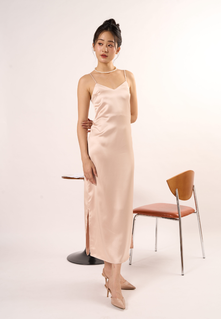 Celia Classic Cami Dress (Beige)