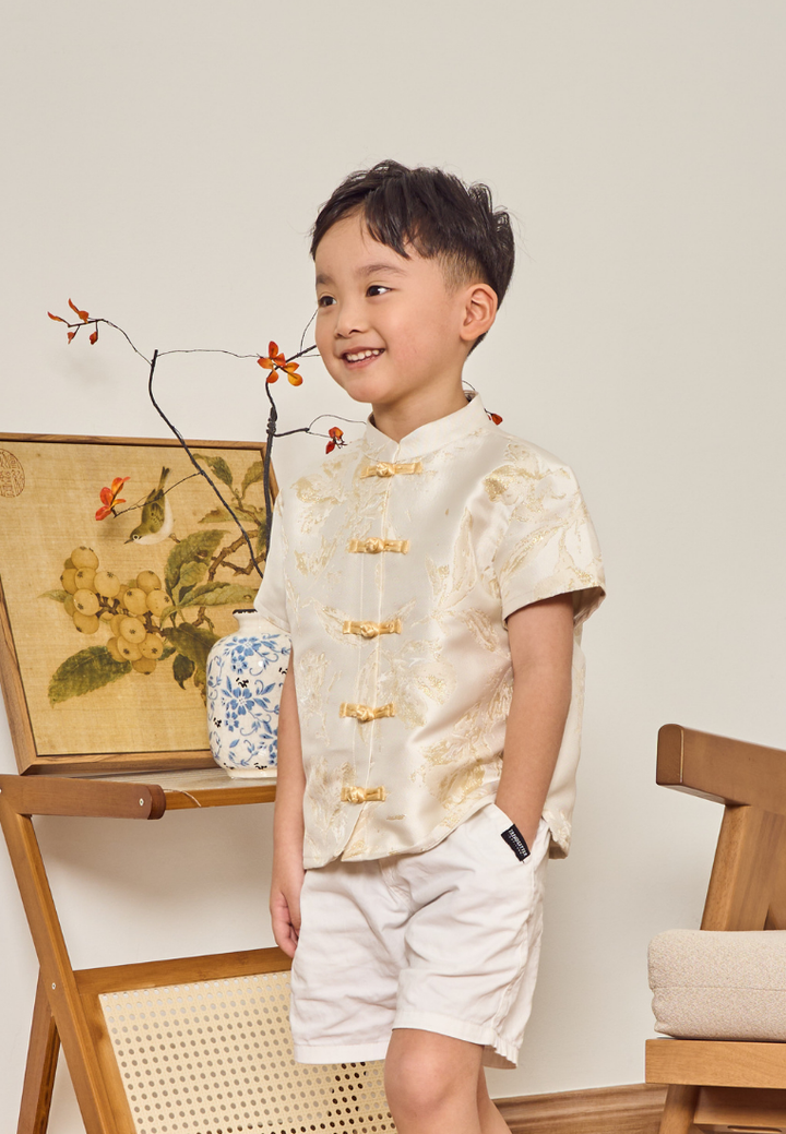 Little Yu Boy's Jacquard Samfu Top (Yellow)