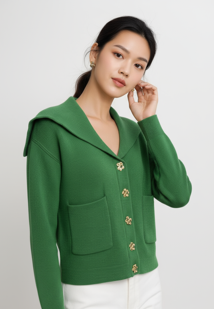 Hudson Textured Knit Hooded Cardigan (Green)