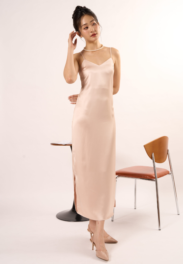 Celia Classic Cami Dress (Beige)