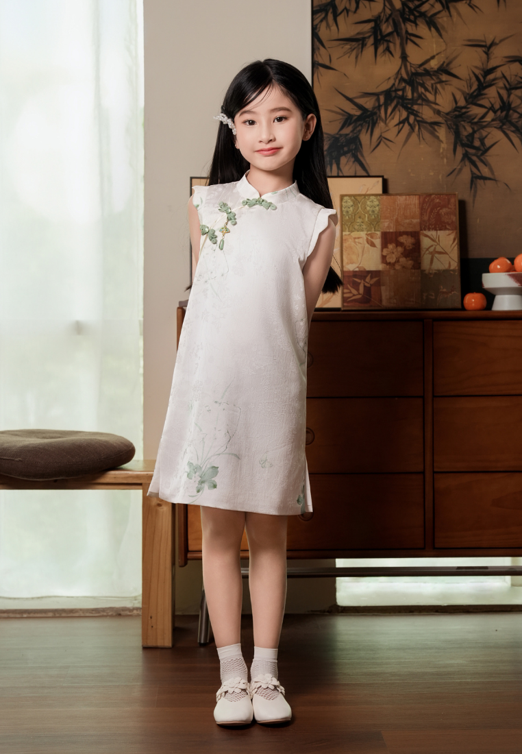 Little Rou Fortune Wings Silky Scallop Girl Cheongsam Dress (White) – Love Knot Little Rou Fortune Wings Silky Scallop Girl Cheongsam Dress (White) – Love Knot
