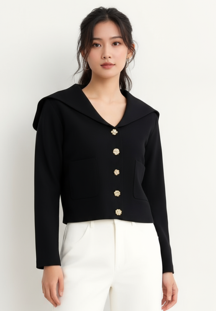 Hudson Textured Knit Hooded Cardigan (Black)