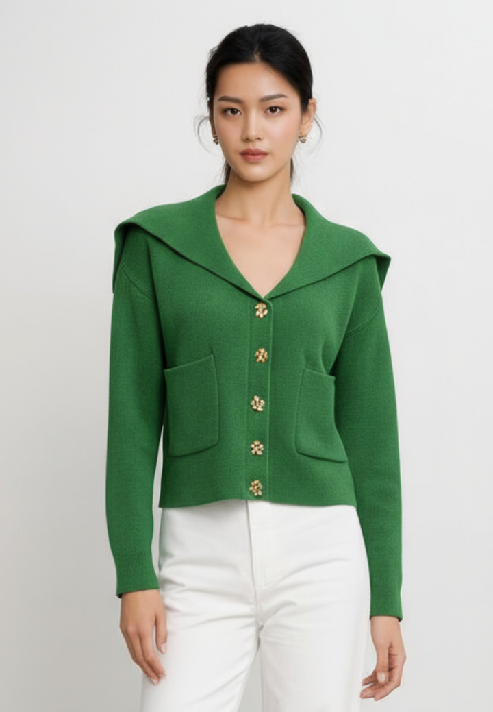 Hudson Textured Knit Hooded Cardigan (Green)