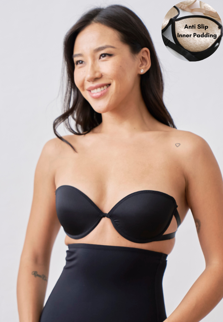TTCPUYSA Bustify Cross Buckle Strapless Bras,Women Seamless Anti-Slip  Invisible Push Up Bra,Double Side Buckle Removable Air Cushion Strap  Adjustable