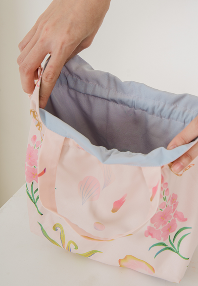 Bloom By Love Knot Reversible Drawstring Bag (Pink)