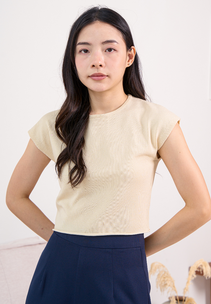 Dani Round Neck Knitted Top (White)