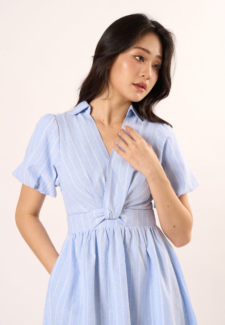 Sylvie Knot Striped Dress(Blue)