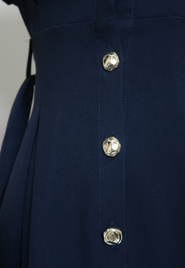 Dewi Collar Button Down Dress(Navy)