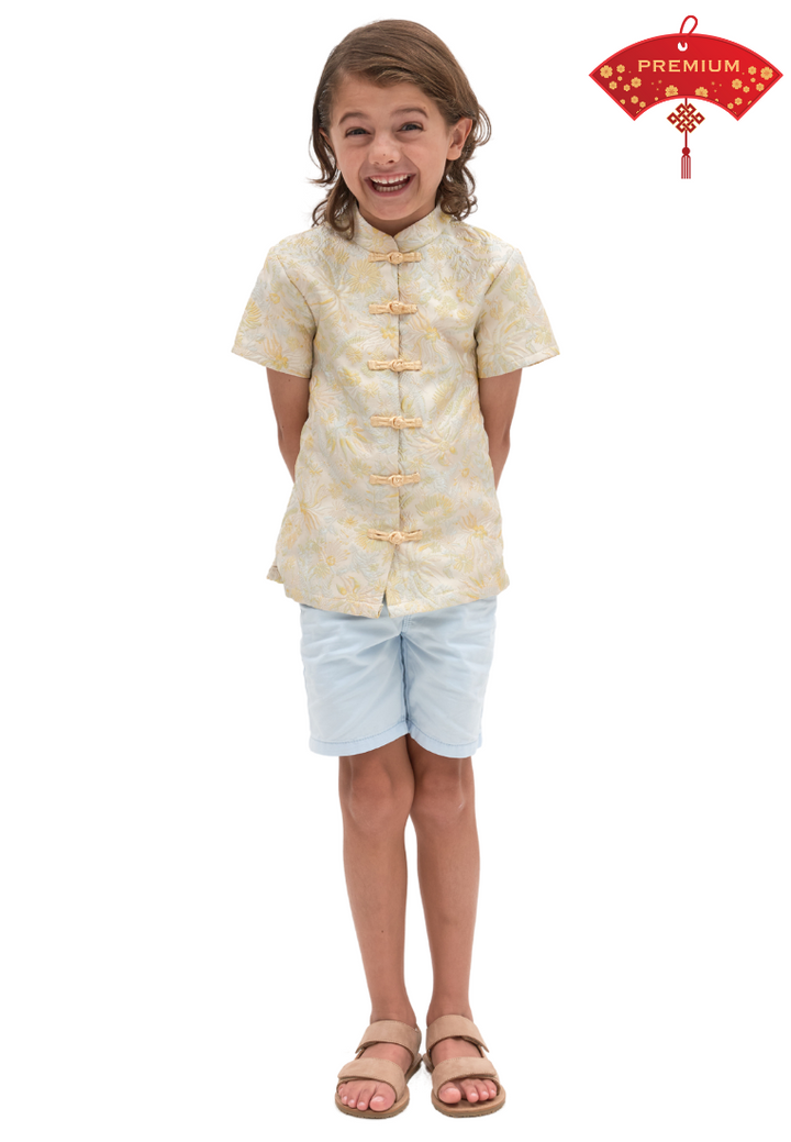 Little LiangChen Boy's Jacquard Samfu Top (Yellow)