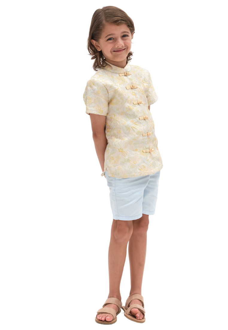 Little LiangChen Boy's Jacquard Samfu Top (Yellow)