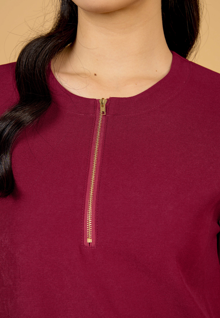 Rylee A-Line With Gold Zipper Dress(Red)