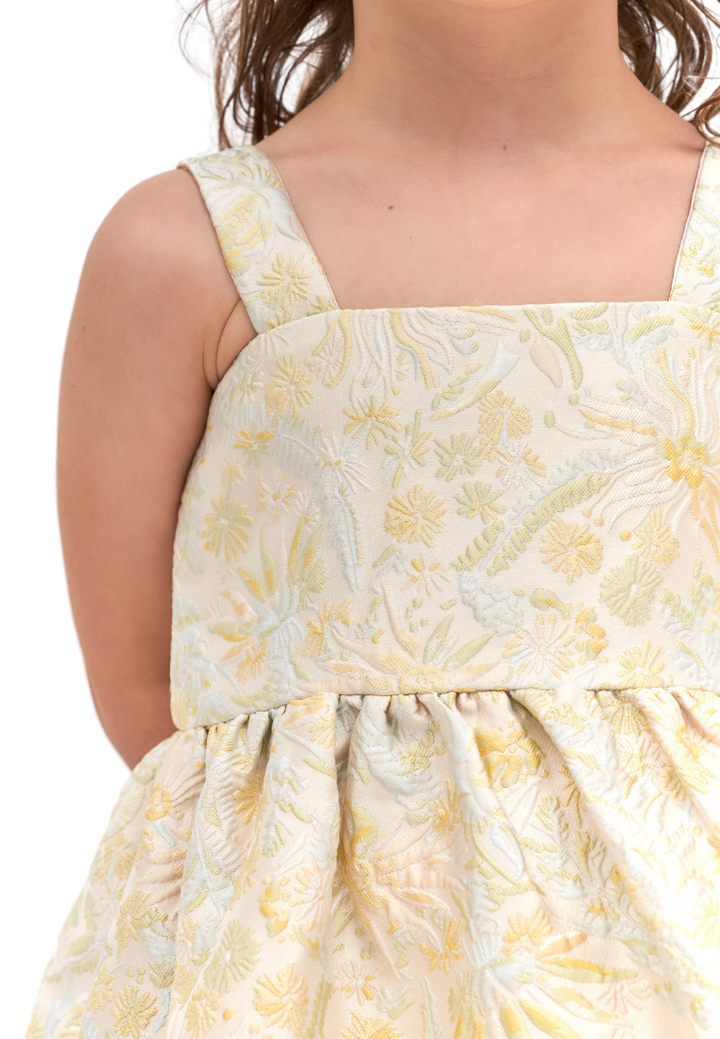 Little YueXi Fit and Flare Jacquard Dress (Yellow)