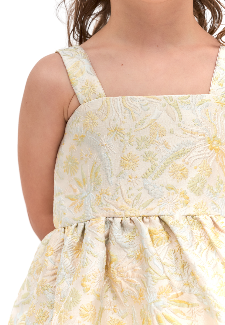 Little 悦浠 YueXi Fit and Flare Jacquard Dress (Yellow)