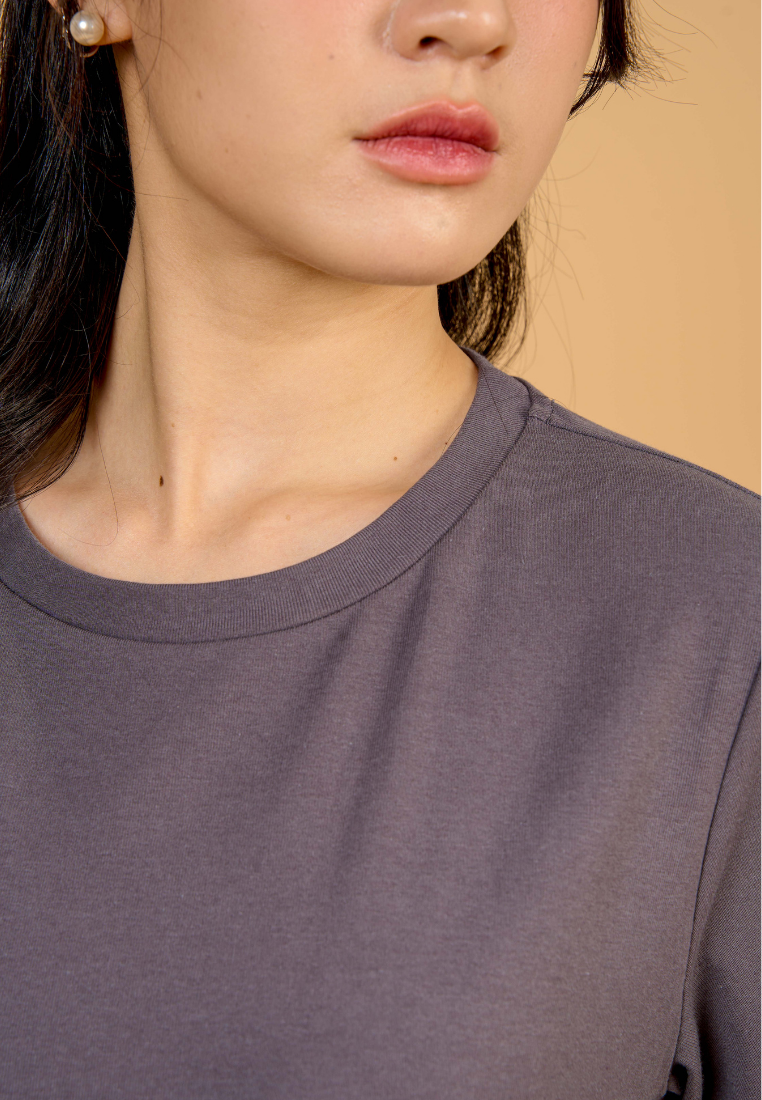 Aura Round Neck T-shirt Dress(Grey)