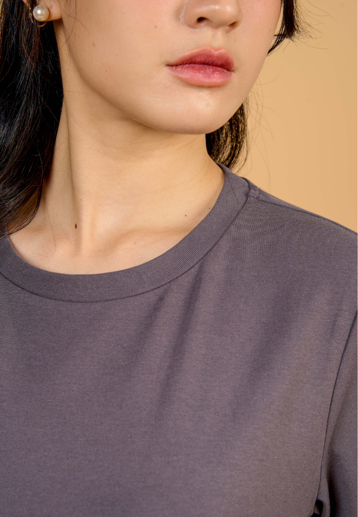 Aura Round Neck T-shirt Dress(Grey)