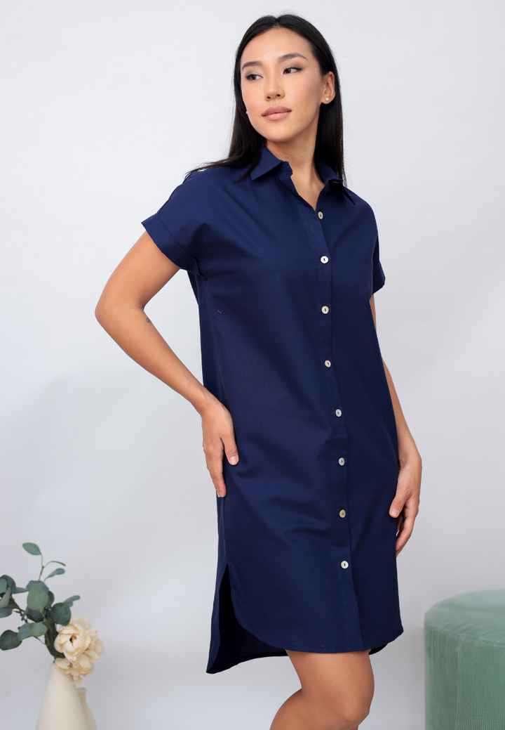 Evie Short Sleeves Button Down Shirt Dress