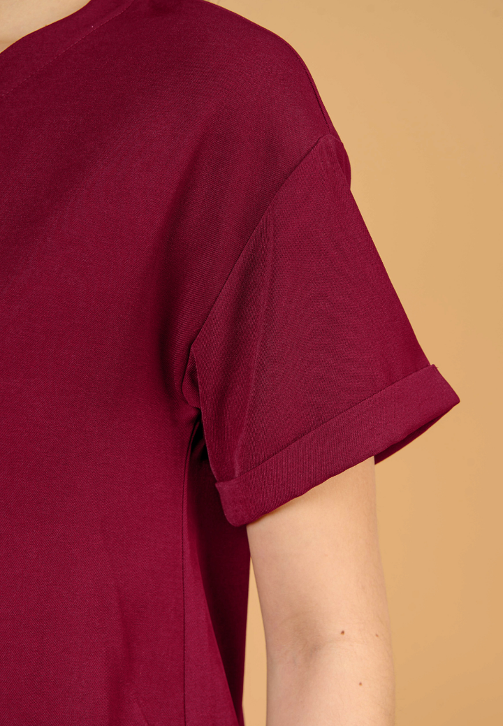 Rylee A-Line With Gold Zipper Dress(Red)
