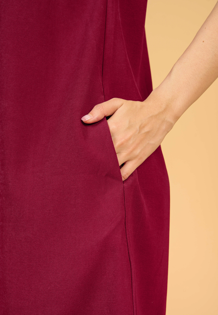 Rylee A-Line With Gold Zipper Dress(Red)