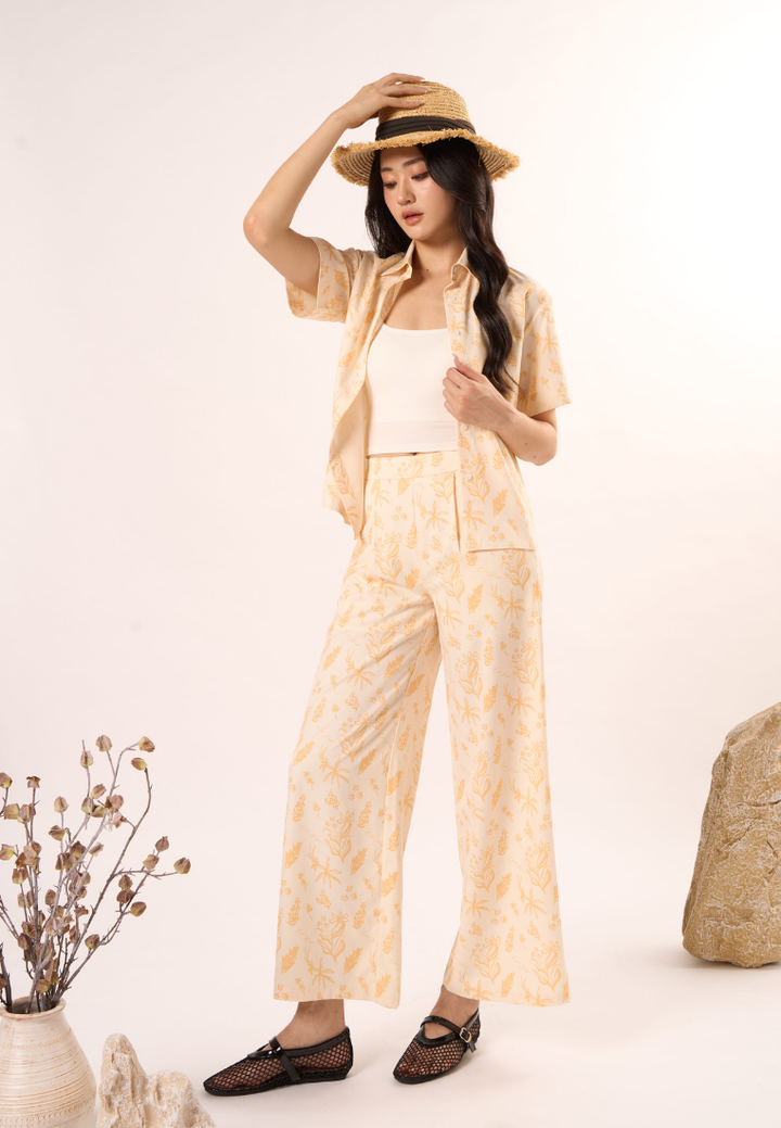 Nina Floral Print Shirt Top (Yellow)