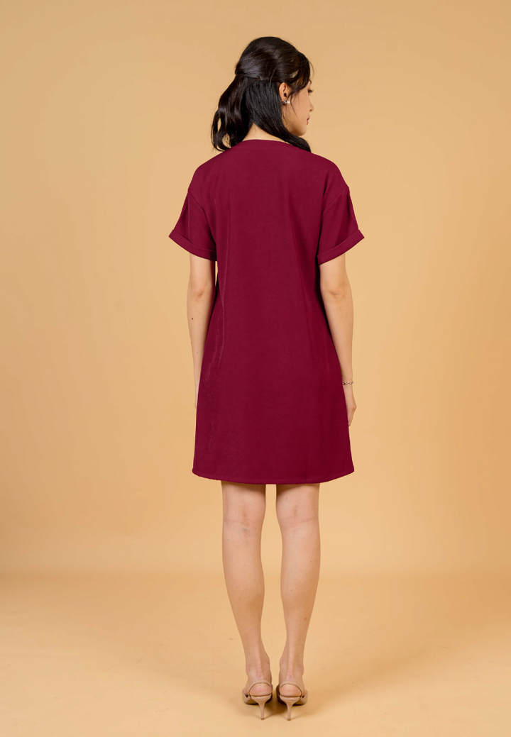 Rylee A-Line With Gold Zipper Dress(Red)