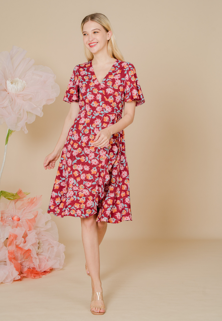 Katina Floral Blast Wrap Dress