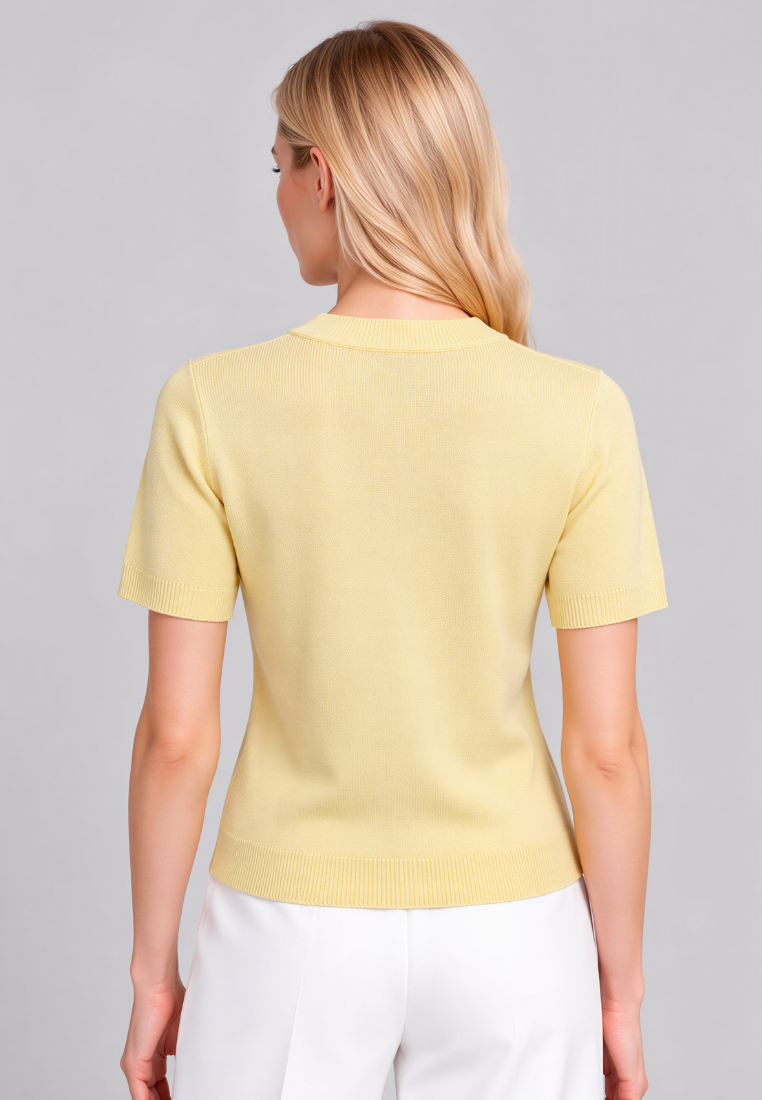Jessie Knit Top With Gold Buttons (Yellow)