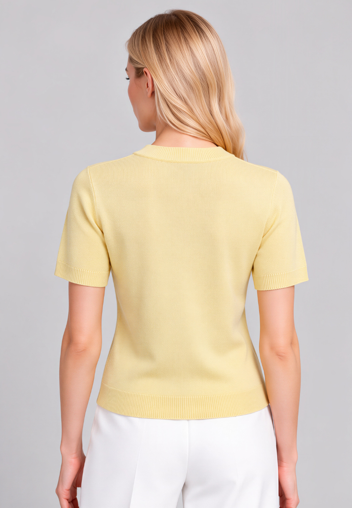 Jessie Knit Top With Gold Buttons (Yellow)