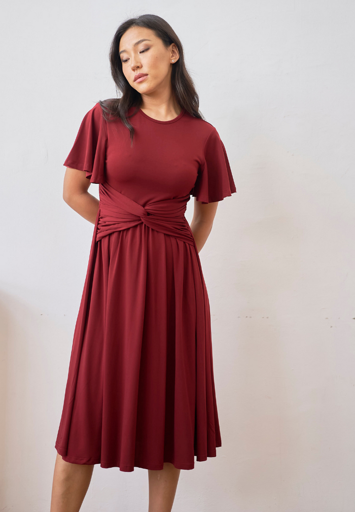 Aveline Flare Sleeves Knot Dress