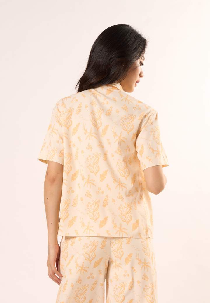 Nina Floral Print Shirt Top (Yellow)