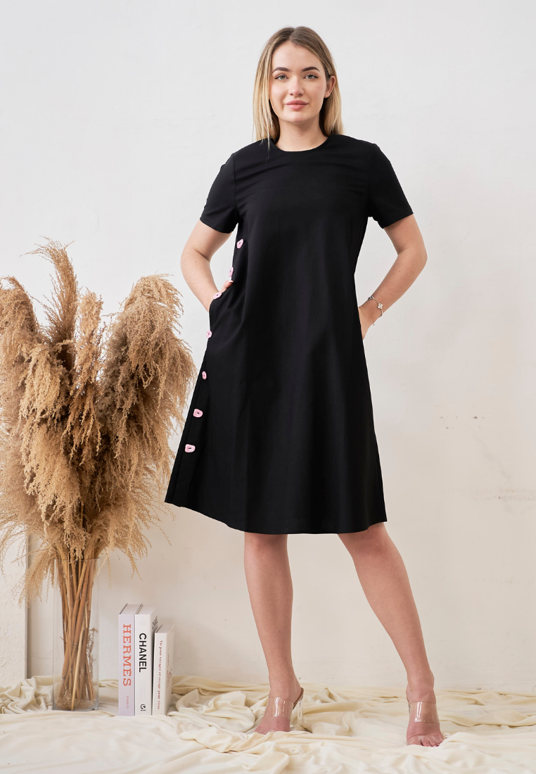 Viktoria Faux Buttons Shift Dress