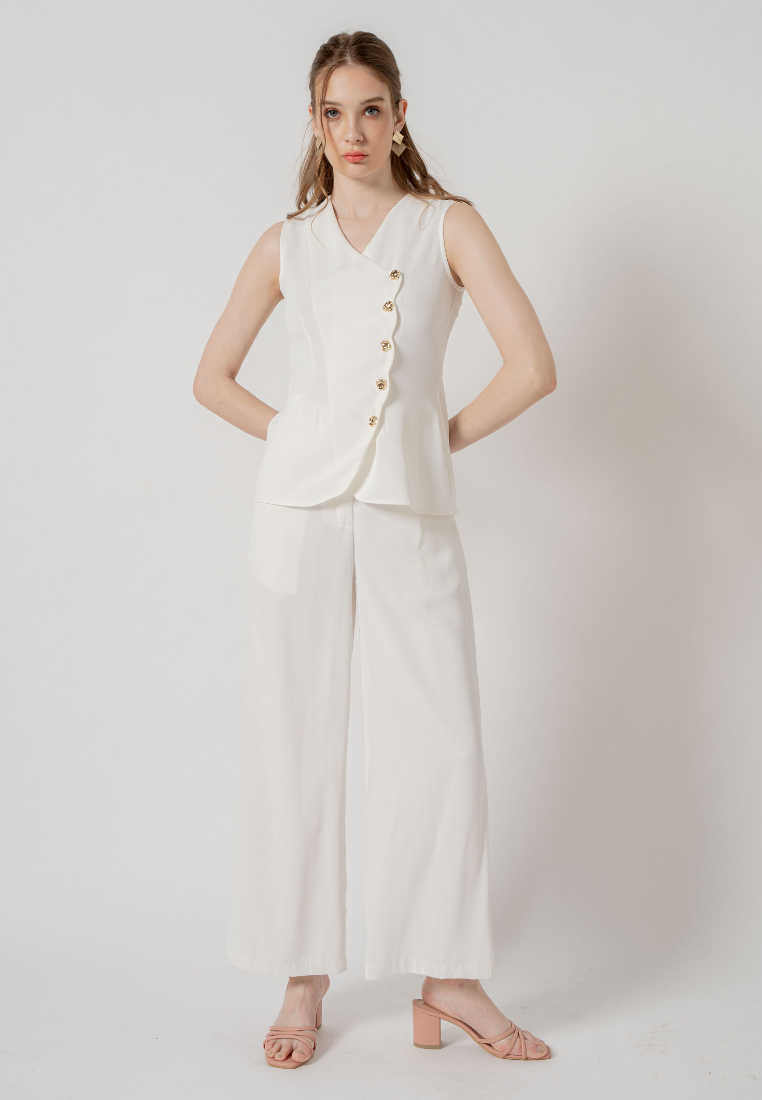 Deliena Wide Legged Long Pants (White)