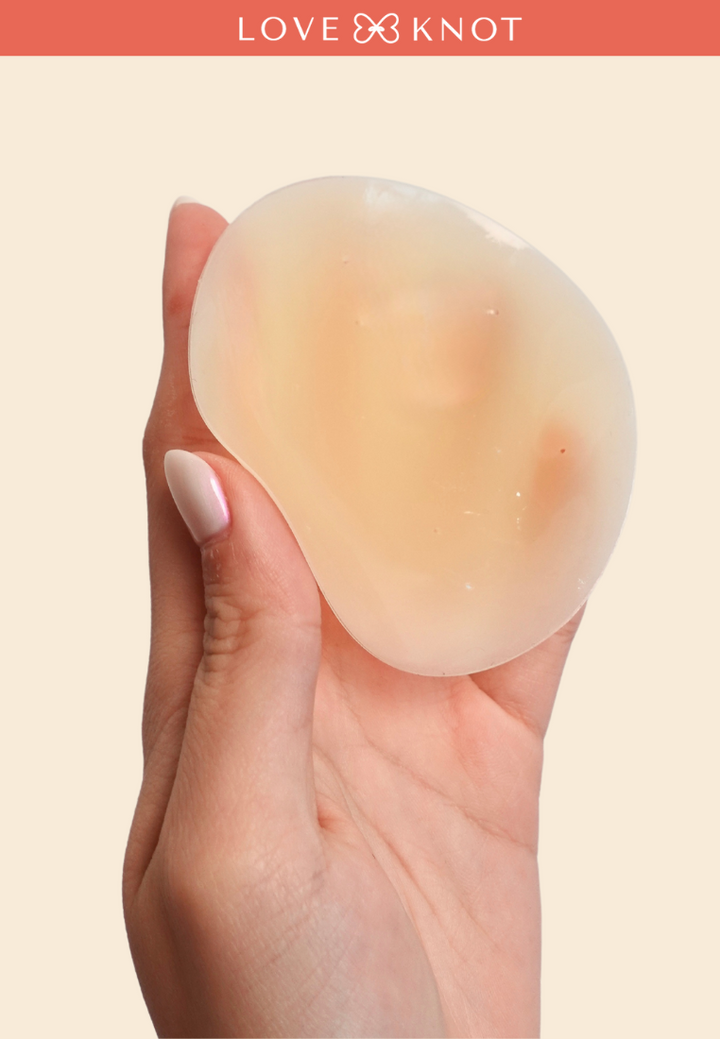 Perforated 8cm Reusable Adhesive Skin Friendly Breathable Sticker Bra Invisible Solid Silicone Nipple Patch Cover (Beige)