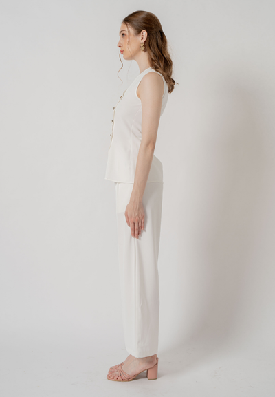 Deliena Wide Legged Long Pants (White)