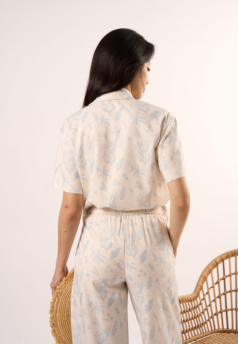 Nola Floral Print Wide Leg Pants (Blue)