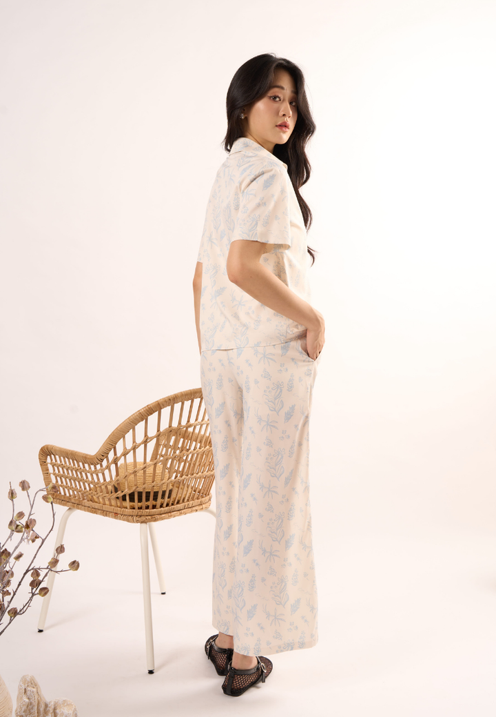 Nina Floral Print Shirt Top (Blue)