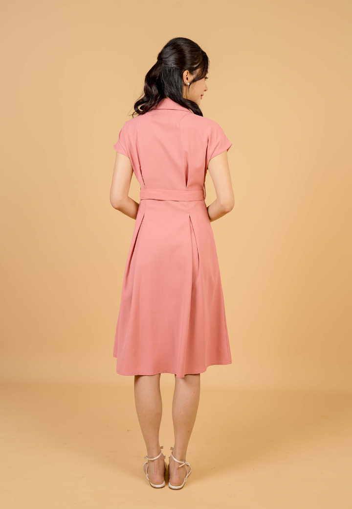Dewi Collar Button Down Dress(Pink)