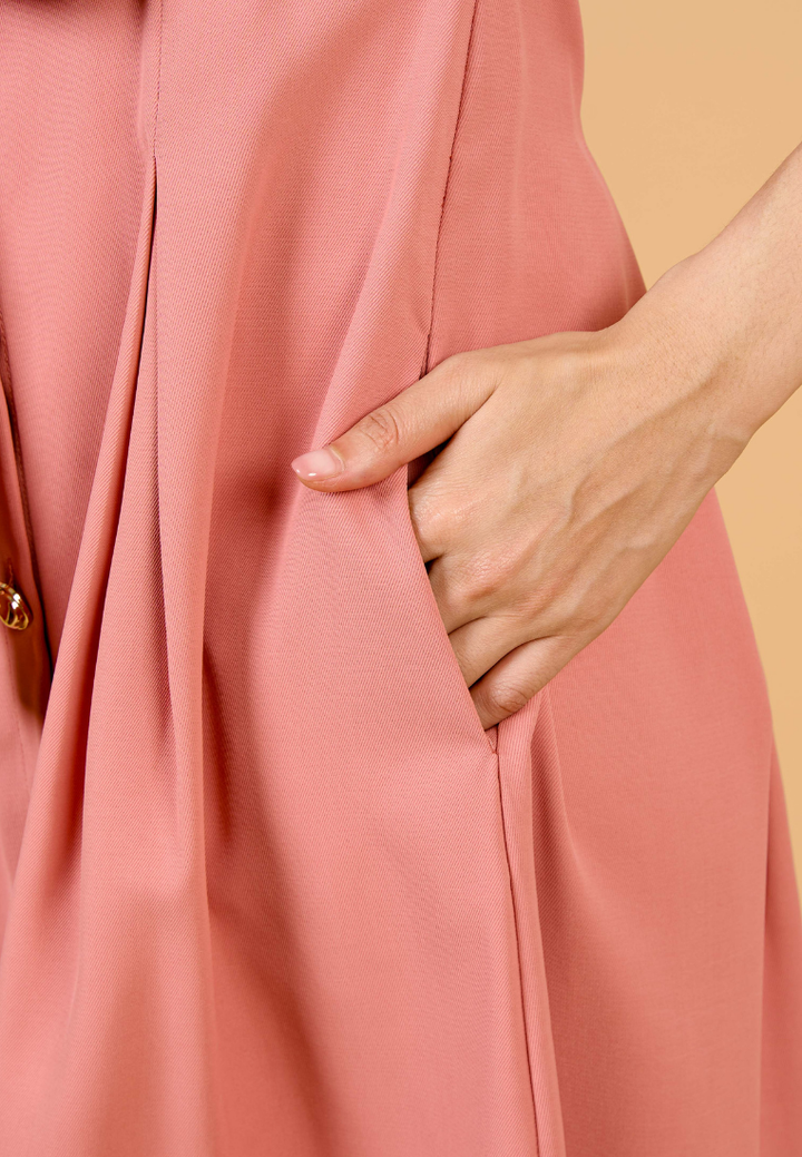 Dewi Collar Button Down Dress(Pink)