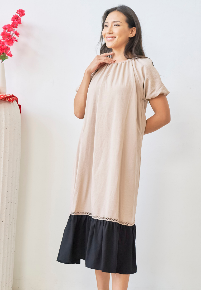 Eletheria Puffed Sleeves Midi Dress