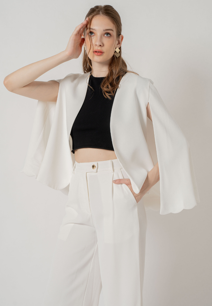 Zeya Tailored Cape Blazer (White)