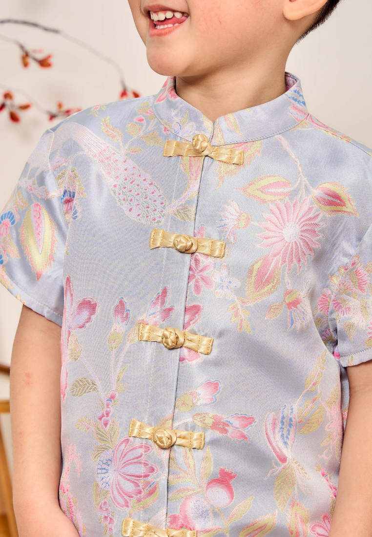 Little Lian 莲 Boy's Jacquard Samfu Top (Blue)