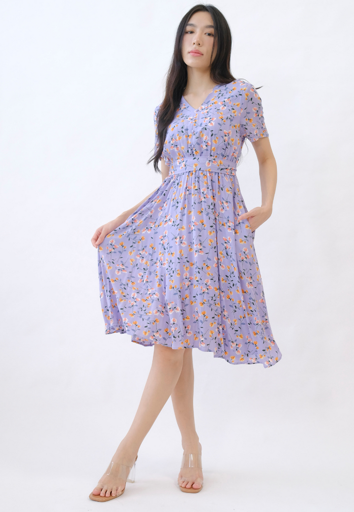 Becca Dainty Floral V-neck Dress