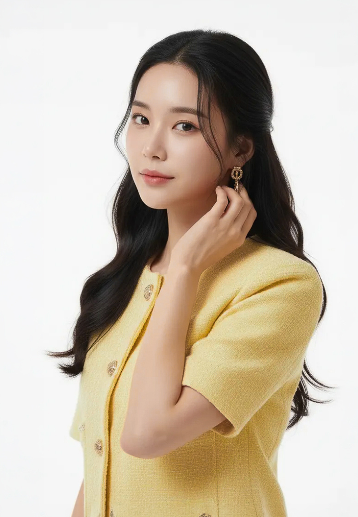 Élise Gold Button Short Sleeve Tweed Top (Yellow)