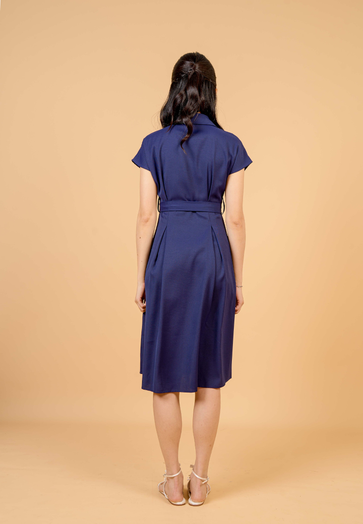 Dewi Collar Button Down Dress(Navy)