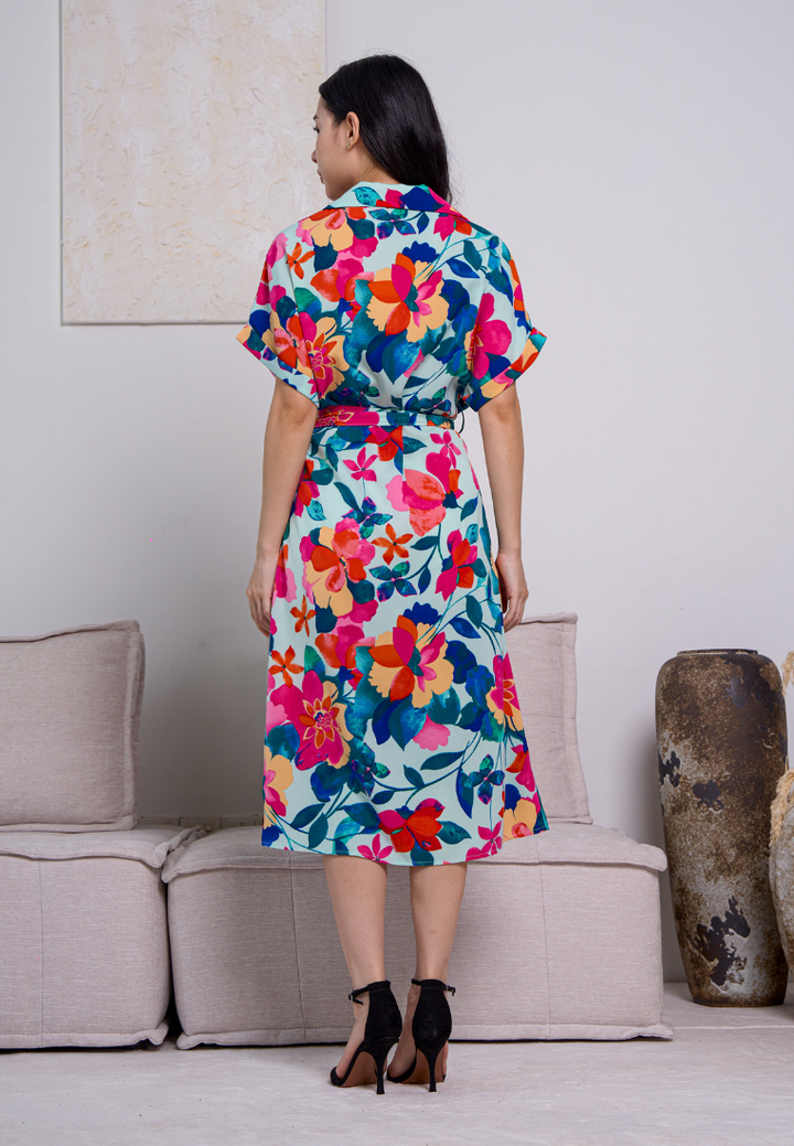 Sorley Collar Button Down Floral Dress